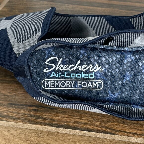 Skechers Cleo Sherlock Womens Size 8.5 Shoes Navy Gray Slip On Ballet Flats - Picture 10 of 12
